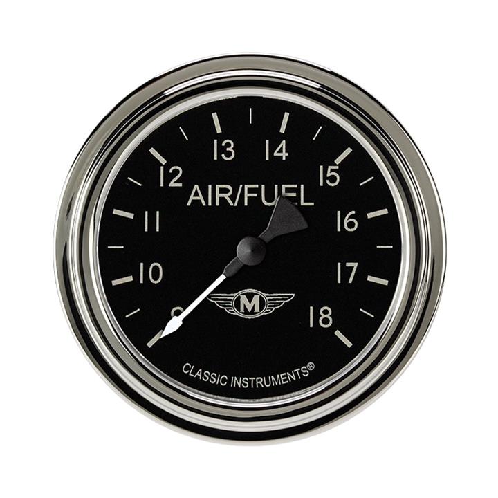 Classic Instruments Moal Bomber Series Gauges MA394SLF Gauge, Series, Air/Fuel Ratio, 10:1-20:1, 2 5/8 in., Black Face, Stainless Low Step Bezel, Flat Lens, Each