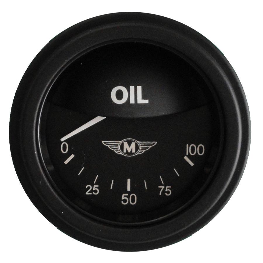 Classic Instruments Moal Bomber Series Gauges MA81BLC Gauge, Analog, Series, Oil Pressure, 0-100 PSI, 2 1/8 in. Diameter, Black Face, 90 Degree Sweep, Each