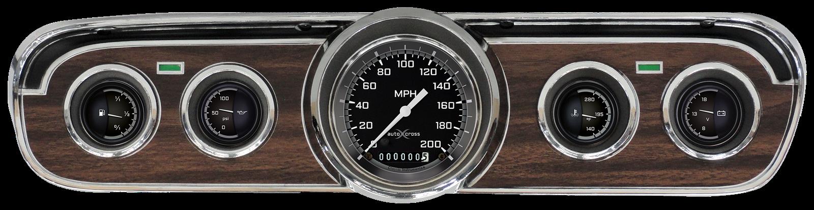 Classic Instruments 1965-66 Mustang Package Gauge Sets MU65AXG00 Kit, AutoCross Gray, Ford, Mustang, 1965-1966, Speedometer, Fuel Level, Oil Pressure, Water Temperature, Voltmeter, Kit