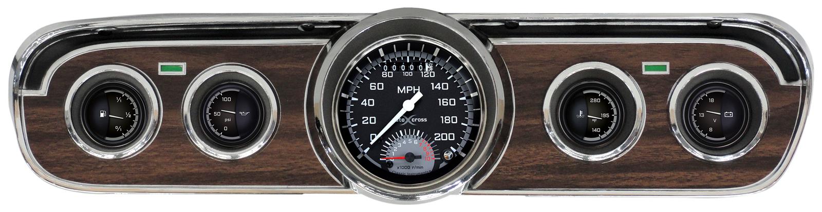 Classic Instruments 1965-66 Mustang Package Gauge Sets MU65AXG35 Kit, AutoCross Gray, Ford, Mustang, 1965-1966, Speedometer w/ Built in Tachometer, Fuel Level, Oil Pressure, Water Temperature, Voltmeter, Kit