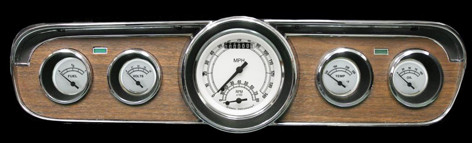 Classic Instruments 1965-66 Mustang Package Gauge Sets MU65CW35 Kit, White, Ford, Mustang, 1965-1966, Speedometer w/Built in Tachometer, Fuel Level, Oil Pressure, Water Temperature, Voltmeter, Kit
