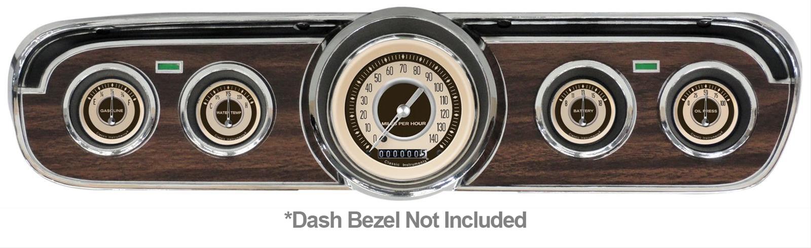 Classic Instruments 1965-66 Mustang Package Gauge Sets MU65NT00 Gauges, Nostalgia VT, Speedometer, Water Temperature, Oil Pressure, Fuel Level, Cream Face, Analog, Ford, Set