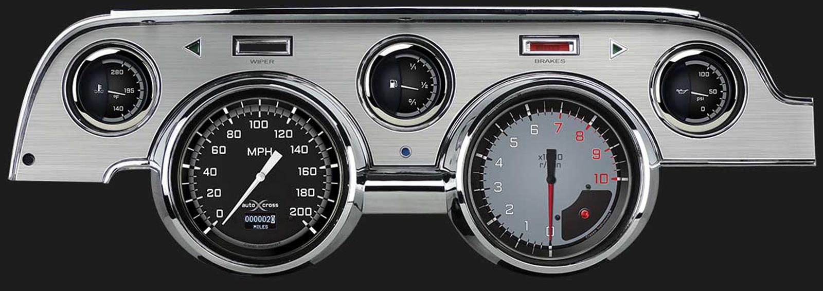 Classic Instruments Gauge Kits and Instrument Clusters MU67DAXGBA GAUGE KIT BRUSHED ALUMINUM