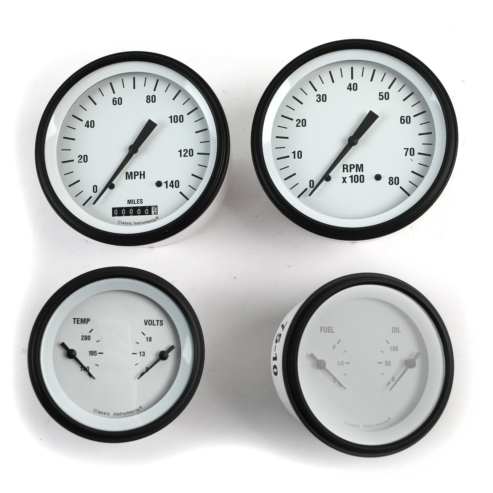 Classic Instruments 1969-70 Mustang Package Gauge Sets for 1969-1970 MUSTANG - MU69WH Kit, White Hot, Direct Fit, Ford, Mustang, 1969-1970, Speedometer, Tachometer, Water Temperature, Fuel Level, Oil Pressure, Voltmeter, Kit thumbnail 2