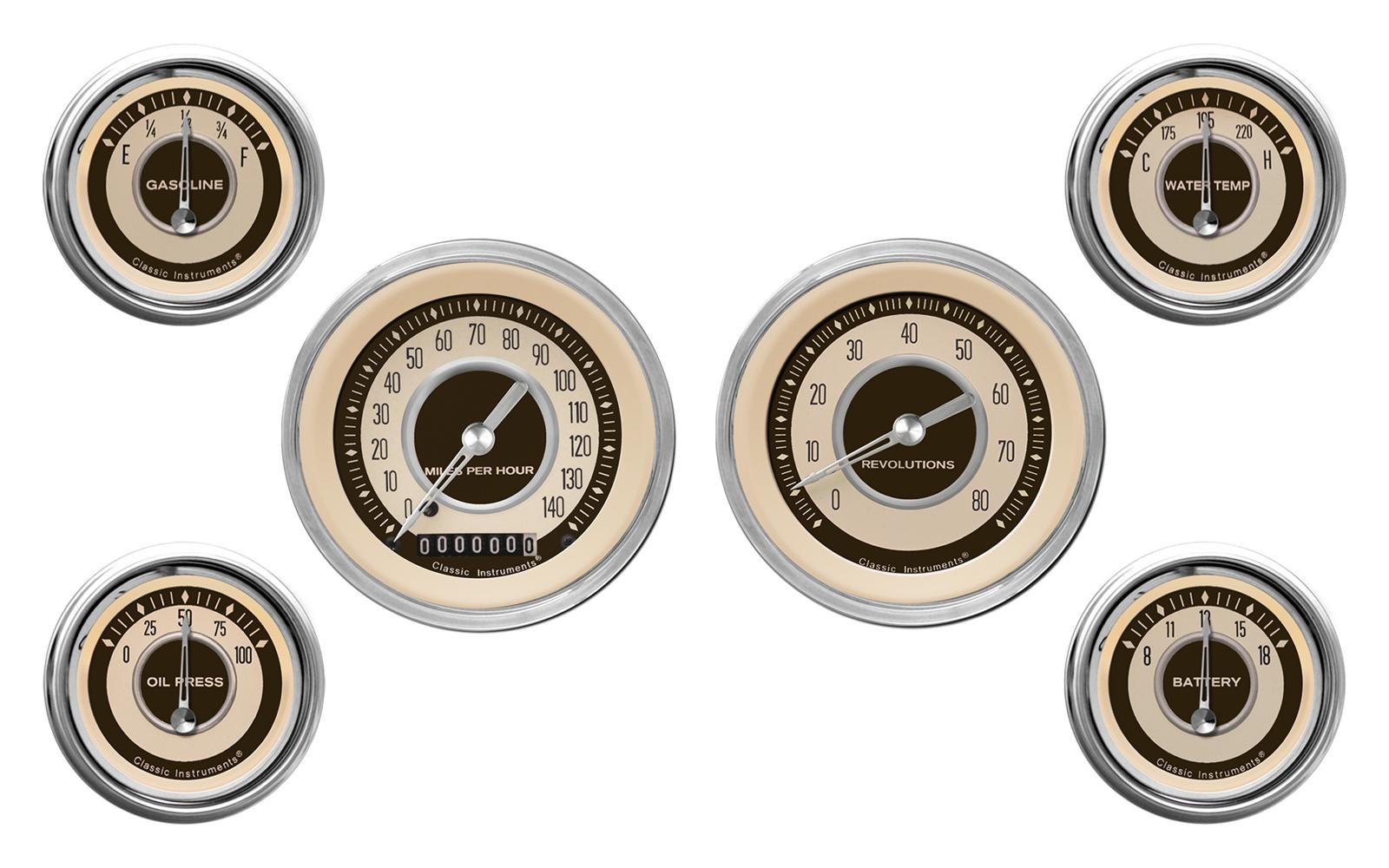 Classic Instruments NT01SHC Classic Instruments Nostalgia VT Series Gauge Sets Summit Racing