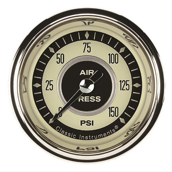 Classic Instruments Nostalgia VT Series Gauges NT118SHC Air Pressure Gauge, NOSTALGIA 2" AIR PR 150psi ELECTRIC, FULL SWEEP