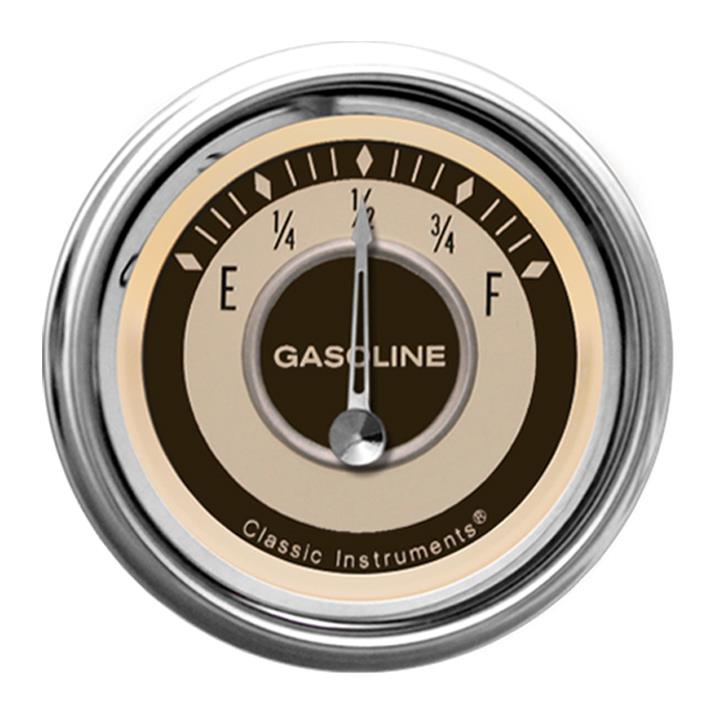 Classic Instruments Nostalgia VT Series Gauges NT11SHC Gauge, Series, Fuel Level, Empty-Full, 2 1/8 in., Beige Face, Analog, Electrical, Each