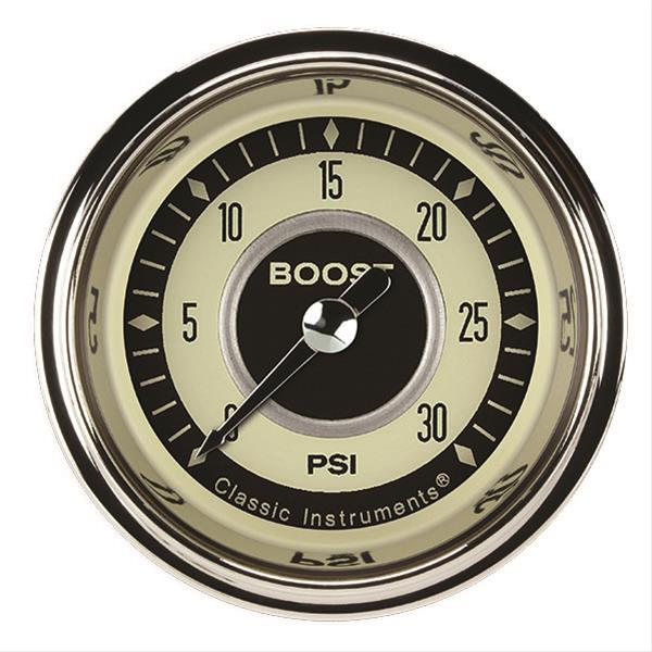 Classic Instruments Nostalgia VT Series Gauges NT142SHC Boost Gauge, NOSTALGIA 2" BOOST, 30psi ELECTRIC, FULL SWEEP