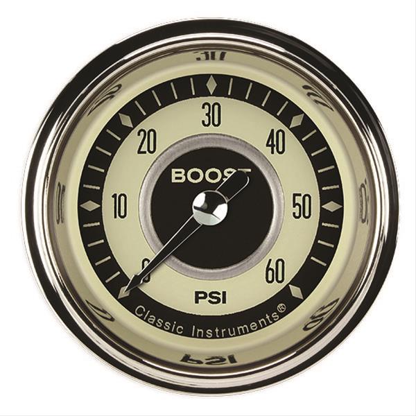 Classic Instruments Nostalgia VT Series Gauges NT143SHC Boost Gauge, NOSTALGIA 2" BOOST, 60psi ELECTRIC, FULL SWEEP