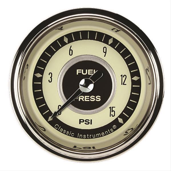 Classic Instruments Nostalgia VT Series Gauges NT145SHC Fuel Pressure Gauge, NOSTALGIA 2" FUEL PRS 15psi ELECT, FULL SWEEP