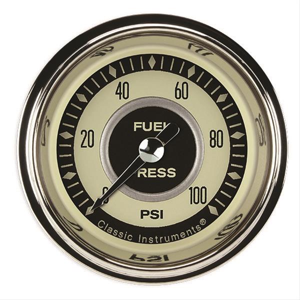 Classic Instruments Nostalgia VT Series Gauges NT146SHC Fuel Pressure Gauge, NOSTALGIA 2" FUEL PRES 100psi ELECT FULL SWEEP