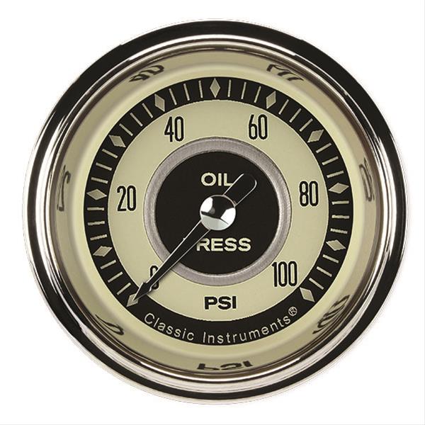 Classic Instruments Nostalgia VT Series Gauges NT181SHC Oil Pressure Gauge, NOSTALGIA 2" OIL PRES 100psi FULL SWEEP