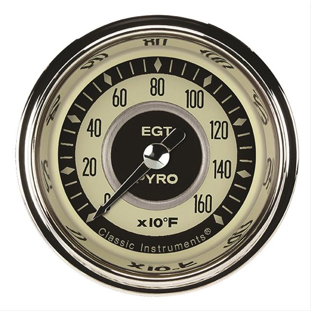 Classic Instruments Nostalgia VT Series Gauges NT198SLF Gauge, Analog, Series, EGT, 0-1600 Degrees F, 2 1/8 in. Diameter, Cream/Brown Face, Full Sweep, Each