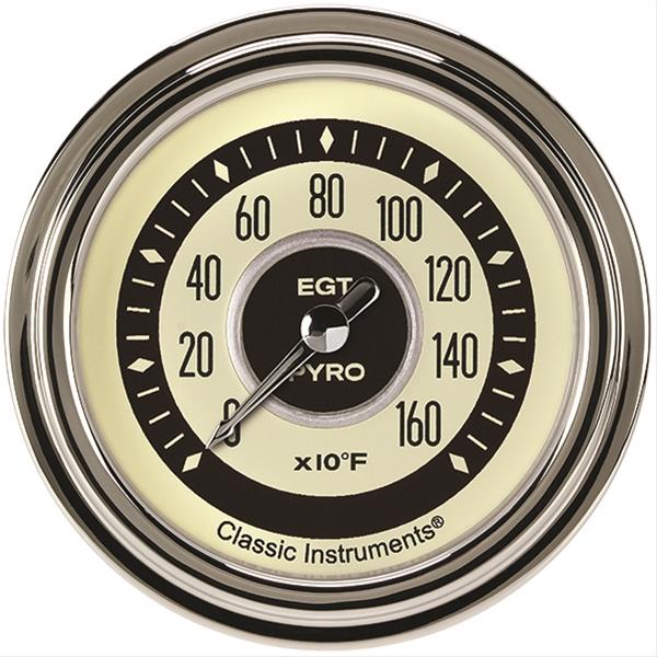 Classic Instruments Nostalgia VT Series Gauges NT398SLF Gauge, Analog, Series, EGT, 0-1600 Degrees F, 2 5/8 in. Diameter, Cream/Brown Face, Full Sweep, Each