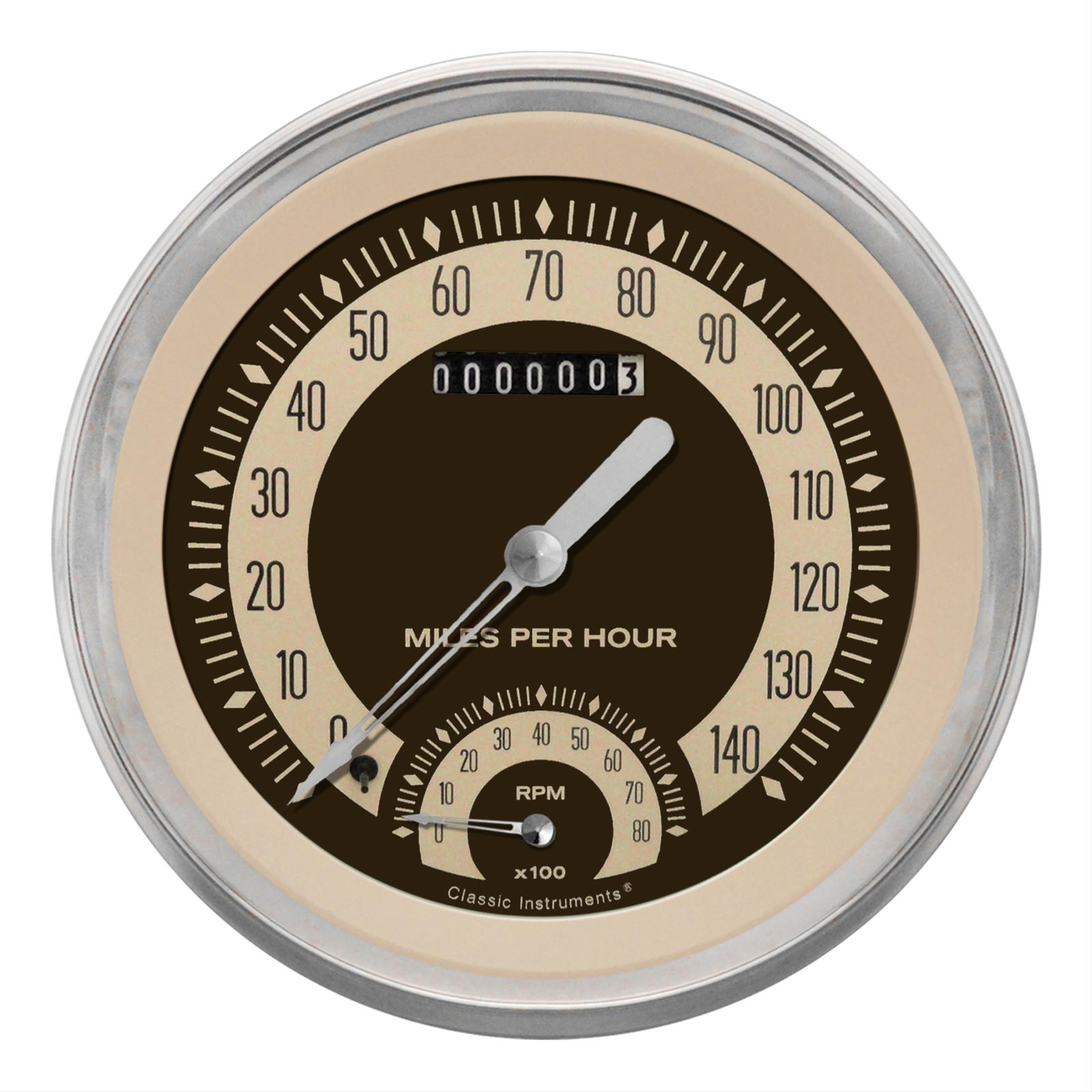 Classic Instruments Nostalgia VT Series Gauge Sets NT50SLC Gauge, Series, Speedometer, Tachometer, Beige Face, Analog, Each