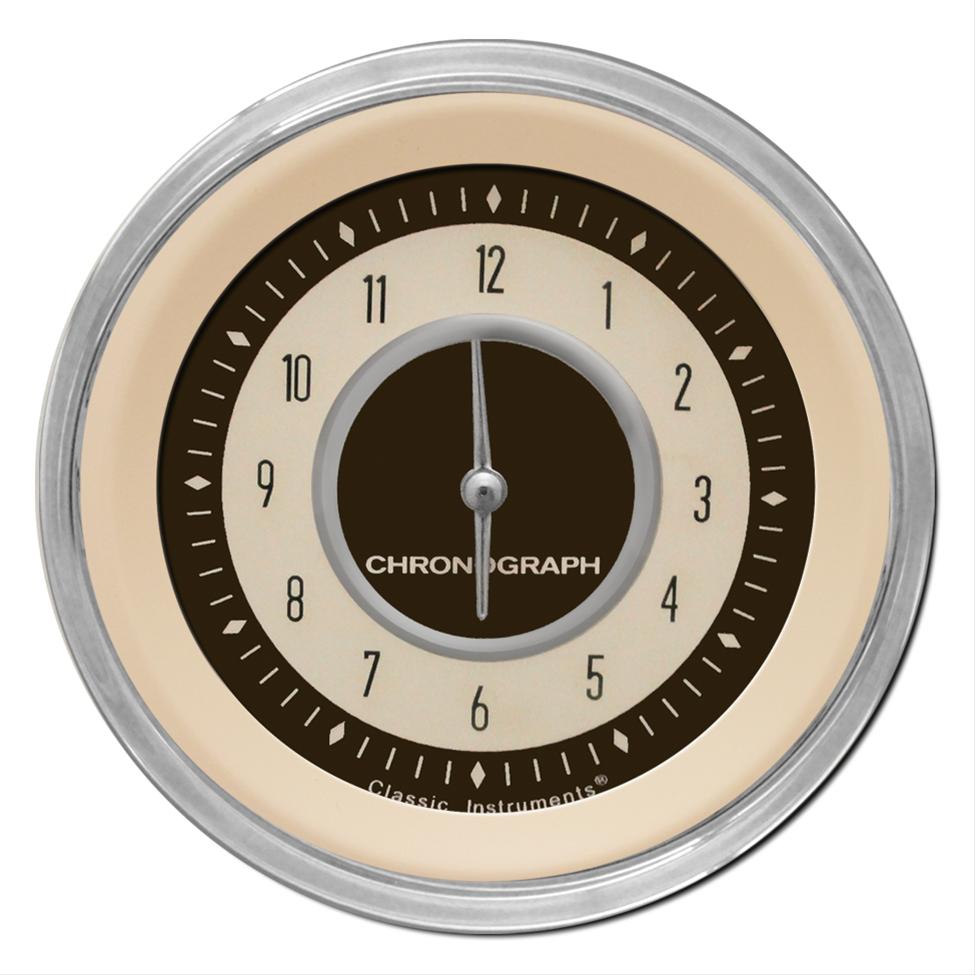 Classic Instruments Nostalgia VT Series Gauges NT93SHC Gauge, VT, Clock, 12 hours, 2 1/8 in., Beige Face, Analog, Electrical, Each