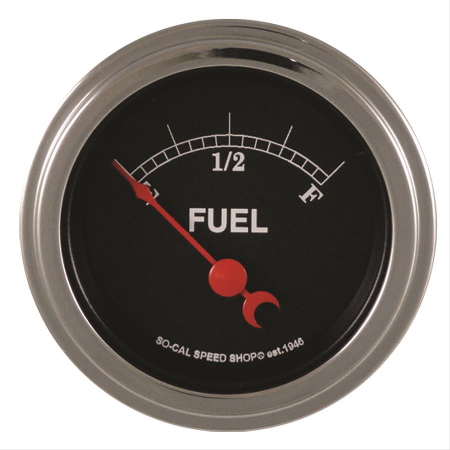 Classic Instruments So-Cal Series Gauges SC09SLC Gauge, Analog, Series, Fuel Level, Empty-Full, 2 1/8 in. Diameter, Black Face, 90 Degree Sweep, 240-33 Ohm, Each
