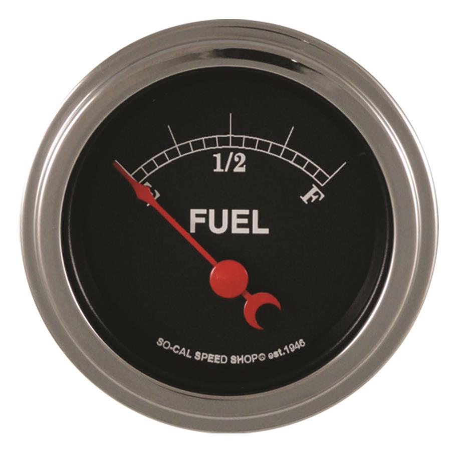 Classic Instruments So-Cal Series Gauges SC11SLC Gauge, Analog, Series, Fuel Level, Empty-Full, 2 1/8 in. Diameter, Black Face, 90 Degree Sweep, 75-10 Ohm, Each