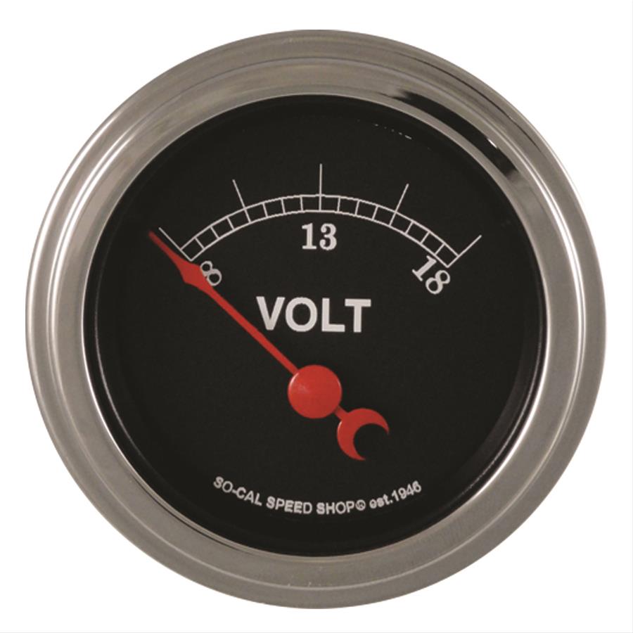 Classic Instruments So-Cal Series Gauges SC30SLC Gauge, Analog, Series, Voltage, 8-18 V, 2 1/8 in. Diameter, Black Face, 90 Degree Sweep, Each