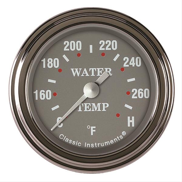 Classic Instruments SG Series Gauges SG126SLF-04 Gauge, Analog, Series, Water Temp, 140-280 Degree F, 2 1/8 in. Diameter, Gray Face, Full Sweep, Each