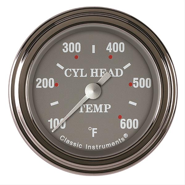 Classic Instruments SG Series Gauges SG197SLF Gauge, Analog, Series, Cylinder Head Temp, 100-600 Degree F, 2 1/8 in. Diameter, Gray Face, Full Sweep, Each
