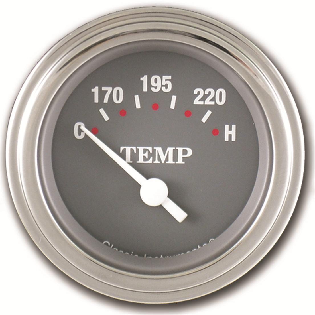 Classic Instruments SG Series Gauges SG26SLF Gauge, Series, Water Temperature, 140-280 degrees F, 2 1/8 in., Gray Face, Analog, Electrical, Each