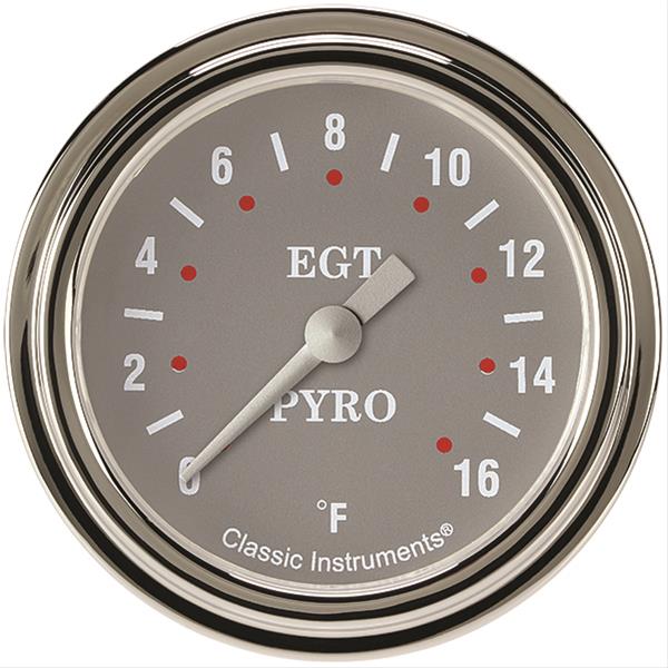 Classic Instruments SG Series Gauges SG398SLF Gauge, Analog, Series, EGT, 0-1600 Degree F, 2 5/8 in. Diameter, Gray Face, Full Sweep, Each