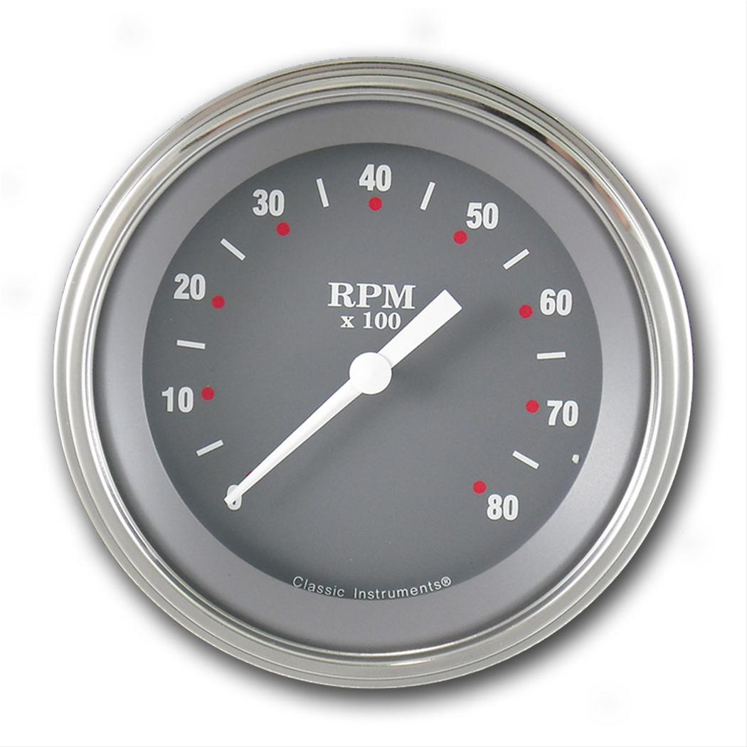 Classic Instruments SG Series Tachometers SG80SLC Gauge, Series, Tachometer, 0-8,000 rpm, 3 3/8 in., Gray Face, Analog, Electrical, Each
