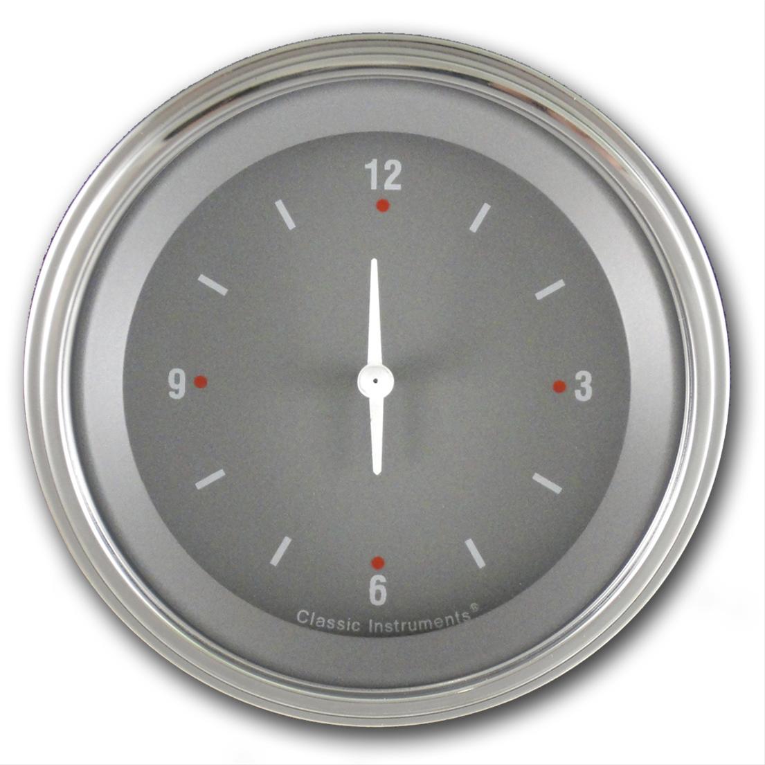 Classic Instruments SG Series Gauges SG93SLF Gauge, Series, Clock, 12 hours, 3 3/8 in., Gray Face, Analog, Electrical, Each