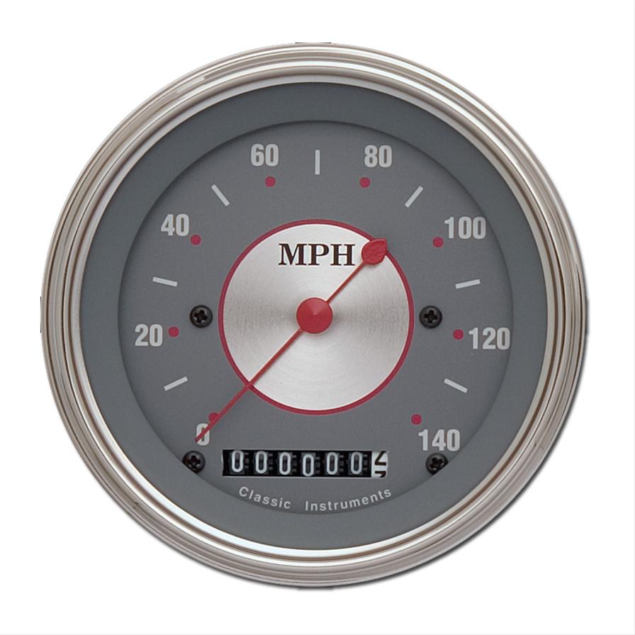 Classic Instruments Silver Series Speedometers SS55SLC Speedometer, Series, 3 3/8 in. Diameter, 0-140 mph, Analog, Electrical, Curved Face, Each