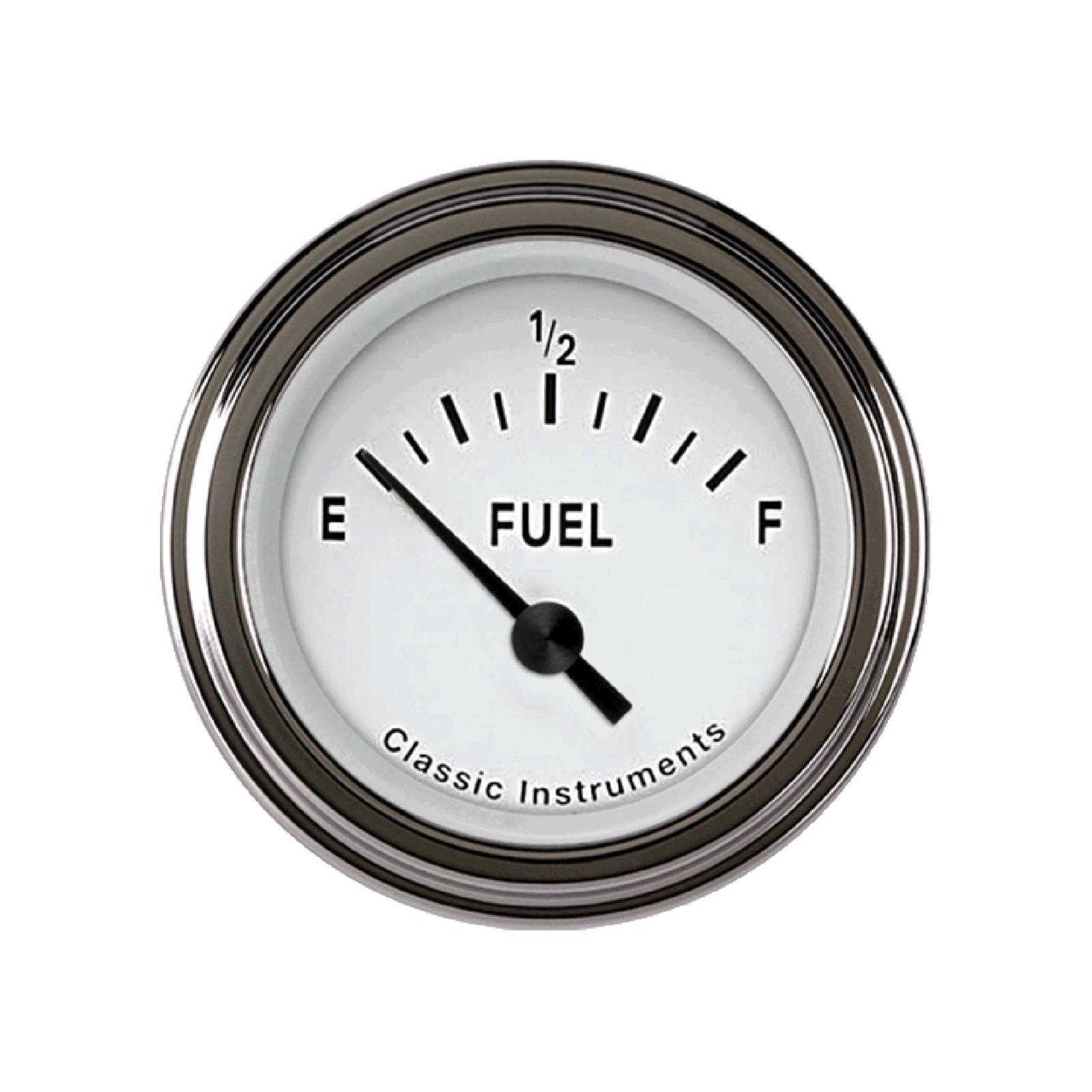 Classic Instruments Tetra Series Gauges TE14WSLF Gauge, Analog, Series, Fuel Level, Empty-Full, 2 1/8 in. Diameter, White Face, 90 Degree Sweep, Each