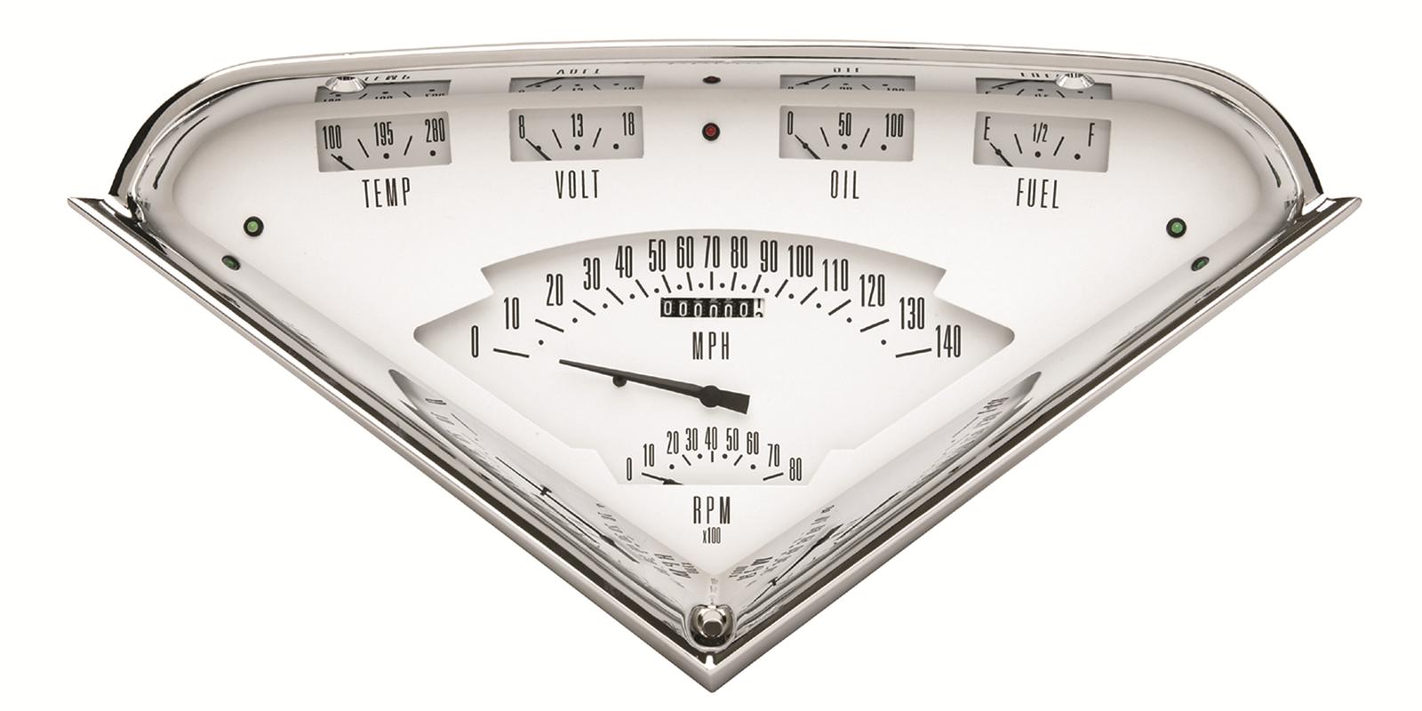Classic Instruments Tach-Force Package Gauge Sets for 1955-1959 BEL AIR, TRUCK, TRUCK - TF01W Gauges, Tach-Force, Analog, Tach, Speedometer, Fuel Level, Oil Pressure, Voltage, Water Temperature, Chevy, Kit