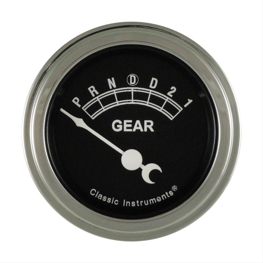 Classic Instruments Gear Selector Gauges TR06SLF Gauge, Selector, Round, Dash Mount, 2 1/8 in., Black Face, Polished Bezel, Overdrive, Each