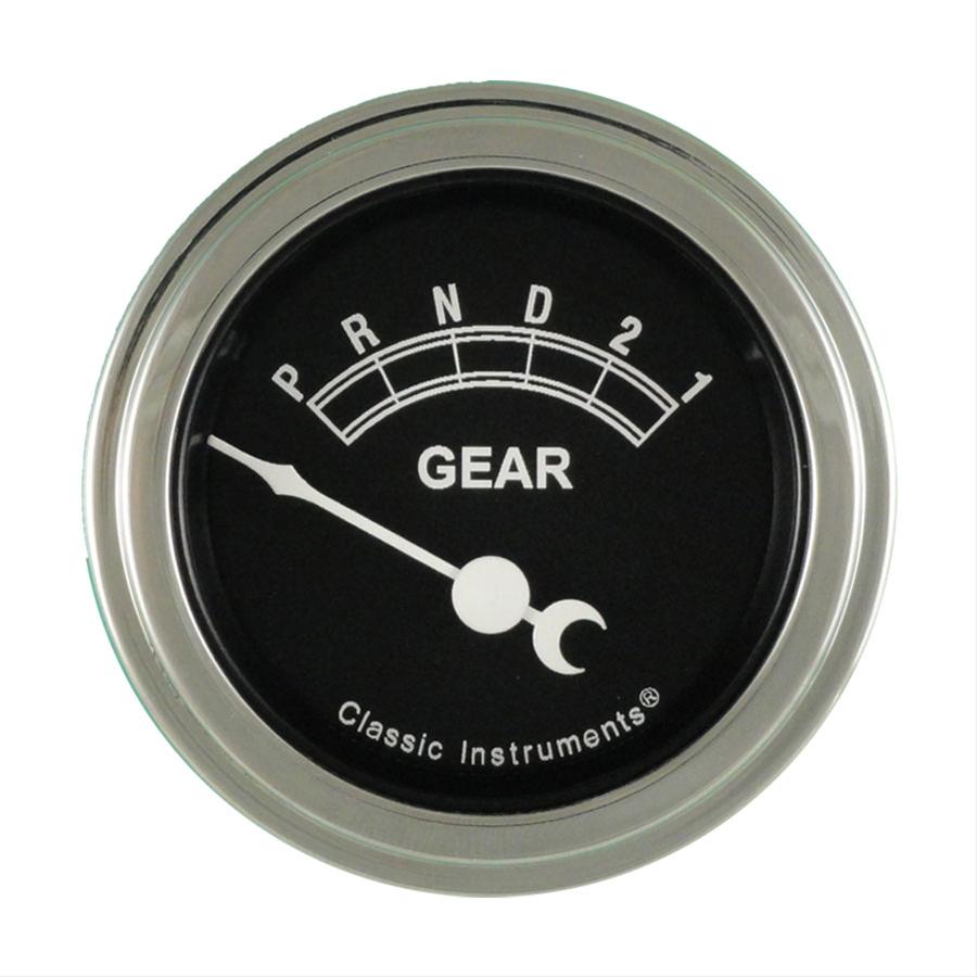 Classic Instruments Gear Selector Gauges TR07SLC Gauge, Selector, Round, Dash Mount, 2 1/8 in., Black Face, Polished Bezel, without Overdrive, Each
