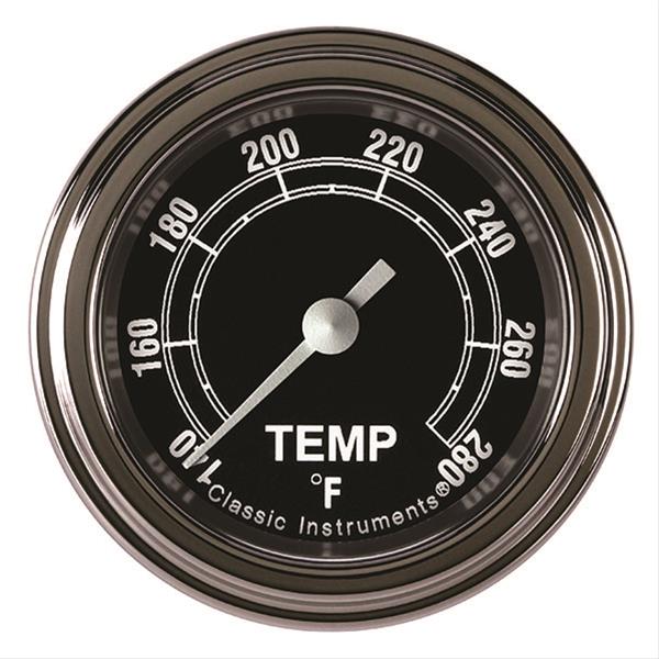 Classic Instruments Traditional Series Gauges TR126SLF-08 Gauge, Analog, Series, Water Temp, 140-280 Degrees F, 2 1/8 in. Diameter, Black Face, Full Sweep, Each