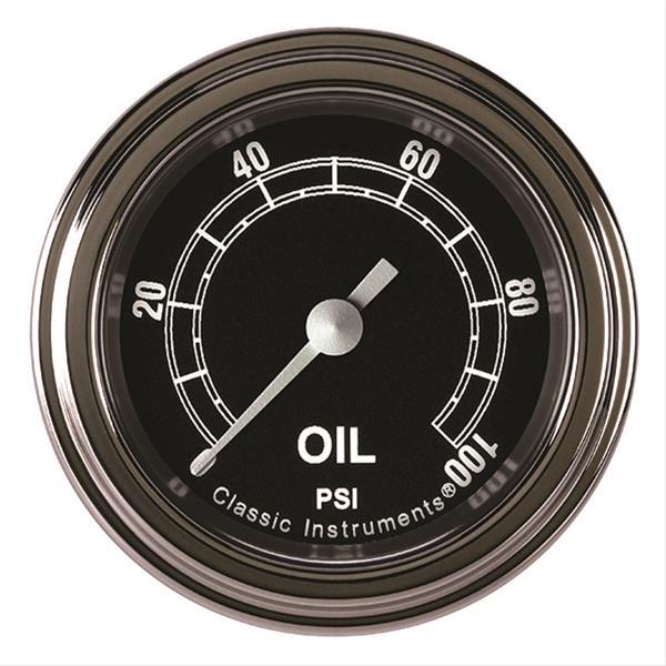 Classic Instruments Traditional Series Gauges TR181SLF Oil Pressure Gauge, TRADITIONAL 2" OIL PRES 100psi FULL SWEEP