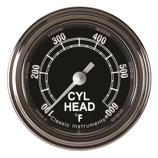 Classic Instruments Traditional Series Gauges TR197SLF Gauge, Analog, Series, Cylinder Head Temp, 100-600 Degrees F, 2 1/8 in. Diameter, Black Face, Full Sweep, Each