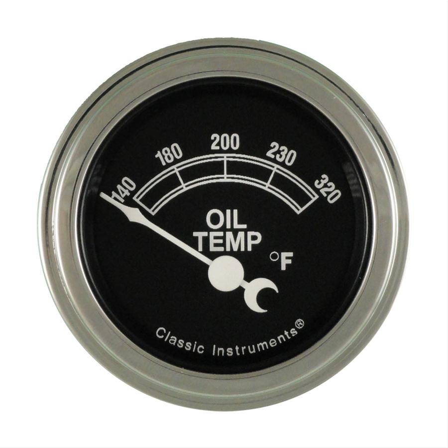 Classic Instruments Traditional Series Gauges TR28SLF Gauge, Series, Analog, Oil Temperature, 140-320 degrees F, 2 1/8 in., Black Face, Electrical, Each