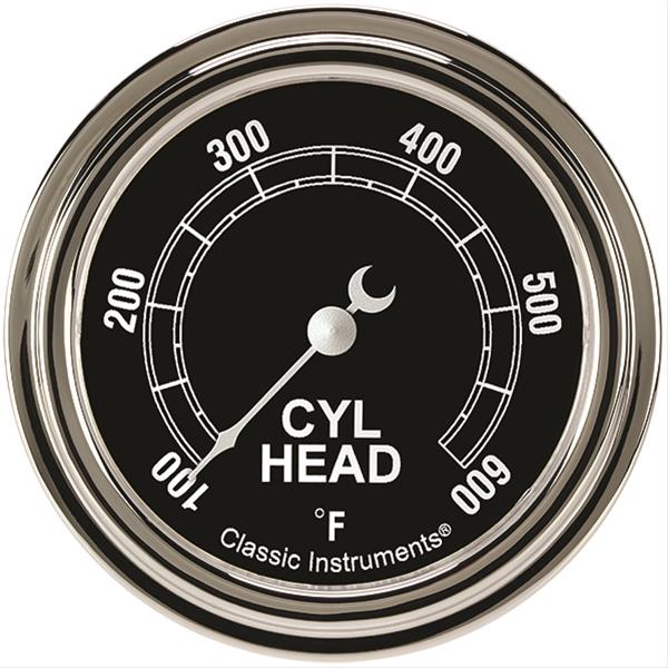 Classic Instruments Traditional Series Gauges TR397SLF Gauge, Analog, Series, Cylinder Head Temp, 100-600 Degrees F, 2 5/8 in. Diameter, Black Face, Full Sweep, Each