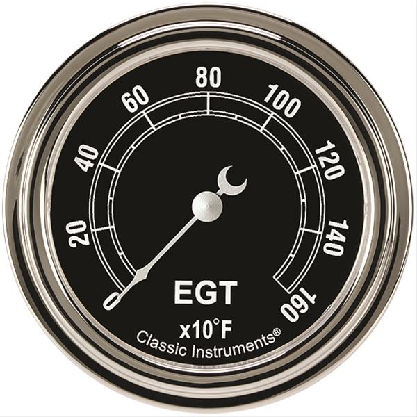 Classic Instruments Traditional Series Gauges TR398SLF Gauge, Analog, Series, EGT, 0-1600 Degrees F, 2 5/8 in. Diameter, Black Face, Full Sweep, Each