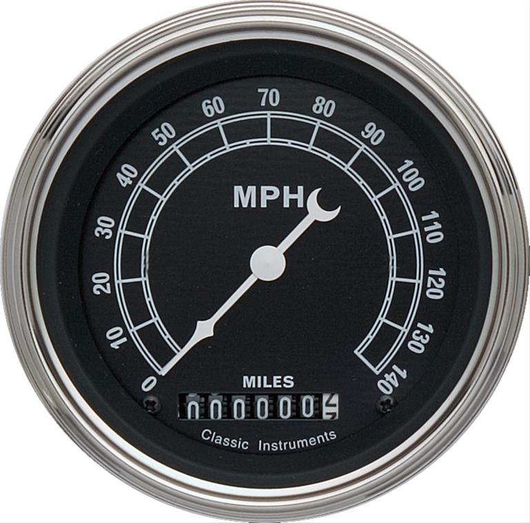 Classic Instruments Traditional Series Speedometers TR55SLF Speedometer, Series, 3 3/8 in. Diameter, 0-140 mph, Analog, Electrical, Flat Face, Each