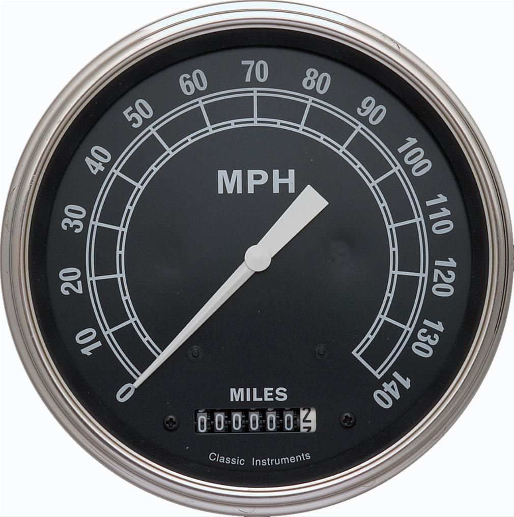 Classic Instruments Traditional Series Speedometers TR56SLF Speedometer, Series, 5 in. Diameter, 0-140 mph, Analog, Electrical, Flat Face, Each