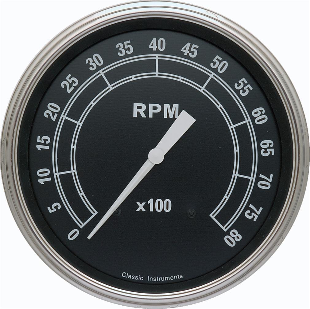 Classic Instruments Traditional Series Tachometers TR71SLC Gauge, Series, Tachometer, 0-8,000 rpm, 5 in., Black Face, Analog, Electrical, Each