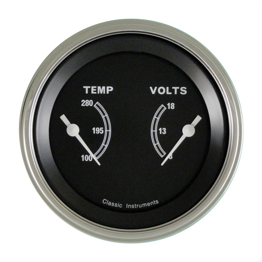 Classic Instruments Traditional Series Gauge Sets TR74SLF Set, Series, Analog, Electronic, White Face, Black Pointer, Polished Bezel, Flat Lens, Kit