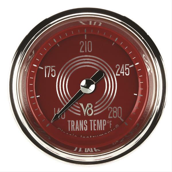 Classic Instruments V8 Red Steelie Series Gauges V8RS127SHC Transmission Temperature Gauge, RED STEELIE 2" TRANS TEMP FULL SWEEP