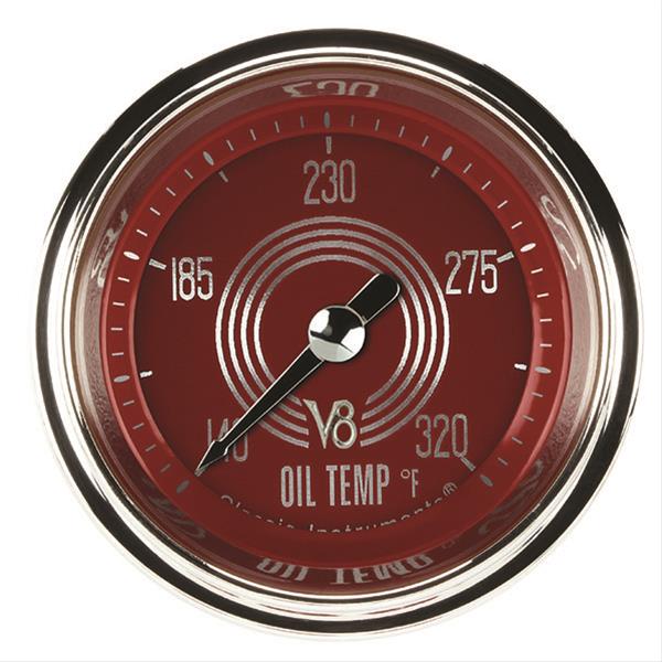 Classic Instruments V8 Red Steelie Series Gauges V8RS128SHC Oil temperature gauge, RED STEELIE 2" OIL TEMP FULL SWEEP