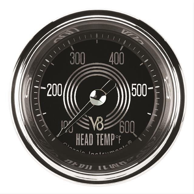 Classic Instruments V8 Red Steelie Series Gauges V8RS197SLC Gauge, Analog, Series, Cylinder Head Temp, 100-600 Degrees F, 2 1/8 in. Diameter, Face, Full Sweep, Each