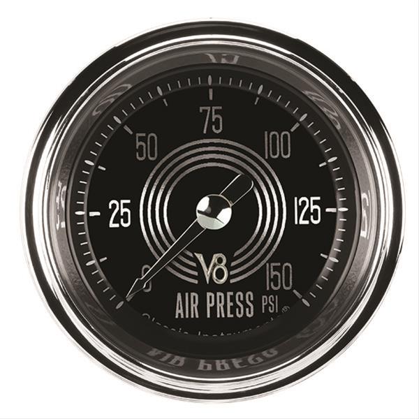 Classic Instruments V8 Speedster Series Gauges V8SR118SHC Air Pressure Gauge, SPEEDSTER 2" AIR PR 150psi ELECT, FULL SWEEP