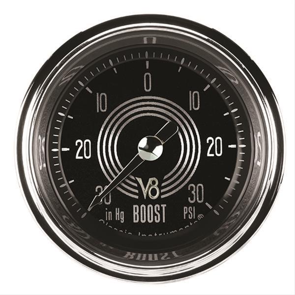 Classic Instruments V8 Speedster Series Gauges V8SR141SHC Boost/Vacuum Gauge, SPEEDSTER 2" BOOST/VAC ELECT, FULL SWEEP