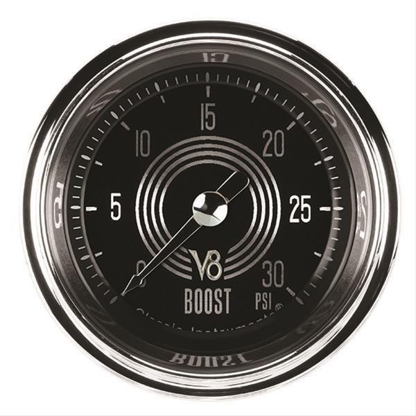 Classic Instruments V8 Speedster Series Gauges V8SR142SHC Boost Gauge, SPEEDSTER 2" BOOST, 30psi ELEC, FULL SWEEP